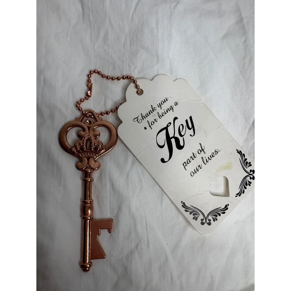 Rose Gold Skeleton Keychain Gift Tag Thank You For Being A Key Part Of Our Lives